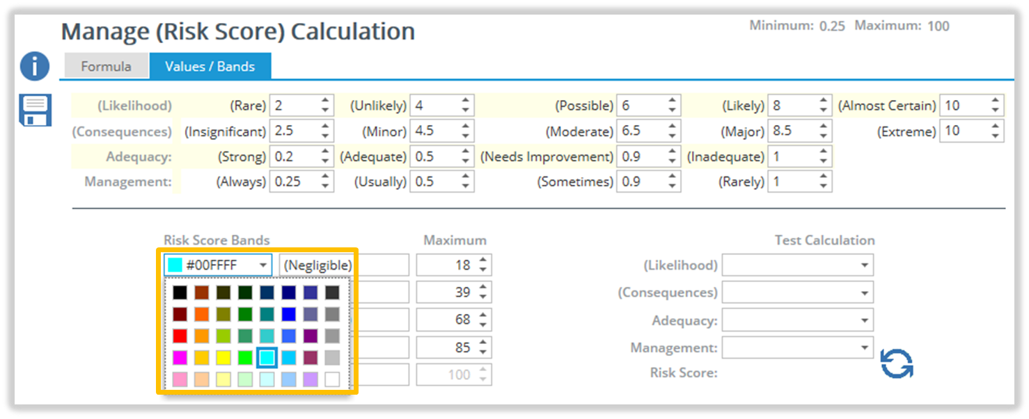 Example of Risk Score Band title change