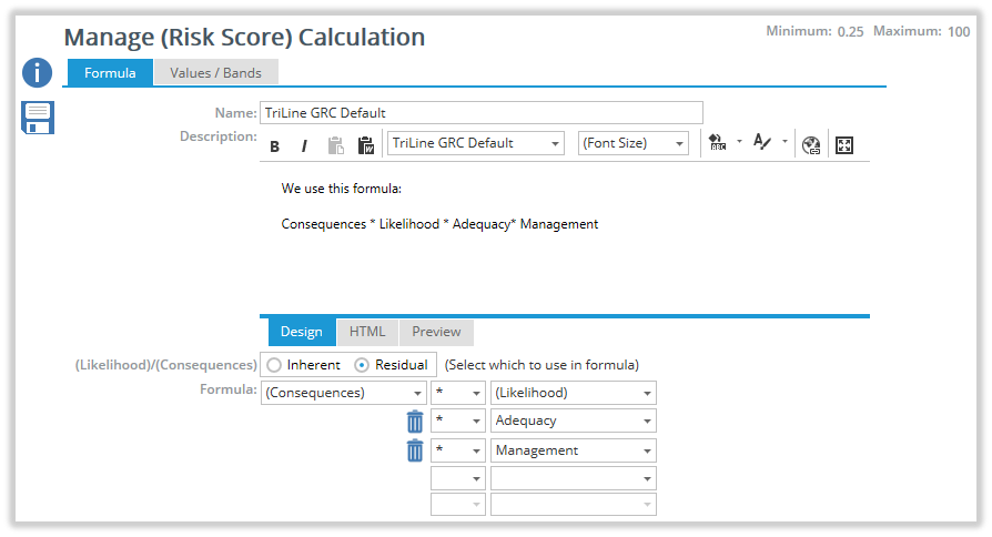 The Risk Score Calculation Page