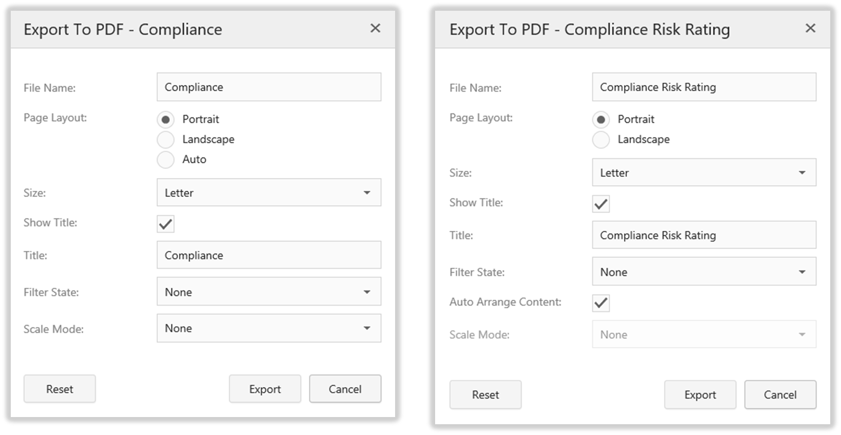 The 'Export to PDF' popup window