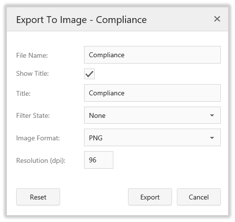 The 'Export to Image' popup window