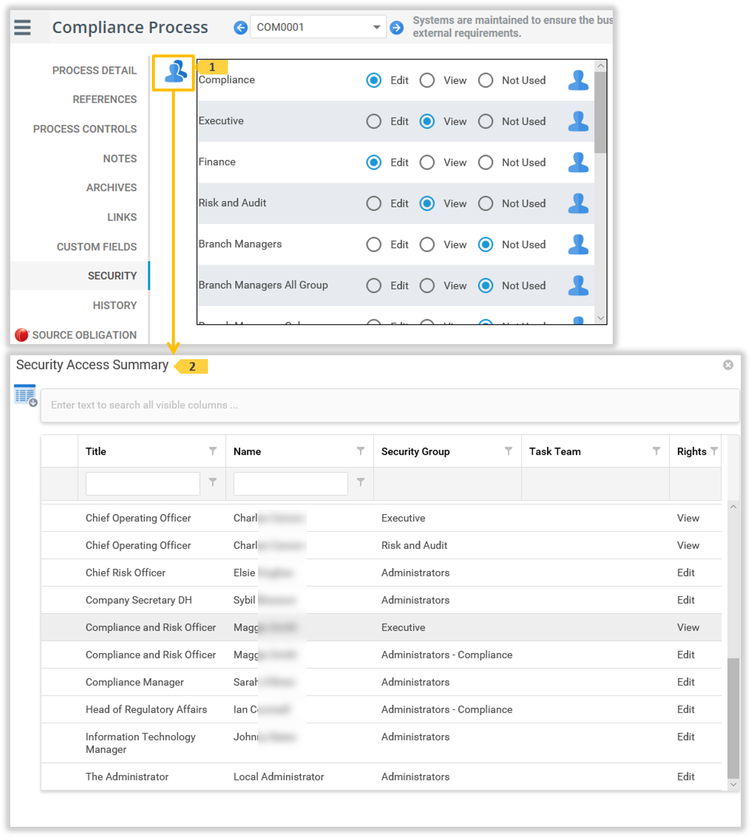 'Compliance Process' Record example