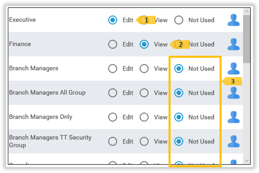 'Finance' Record Security for each Security Group