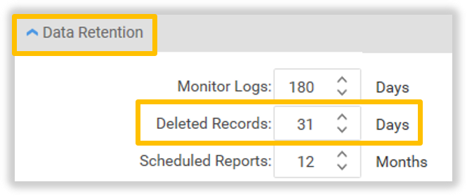 The 'Delete Record Days' setting