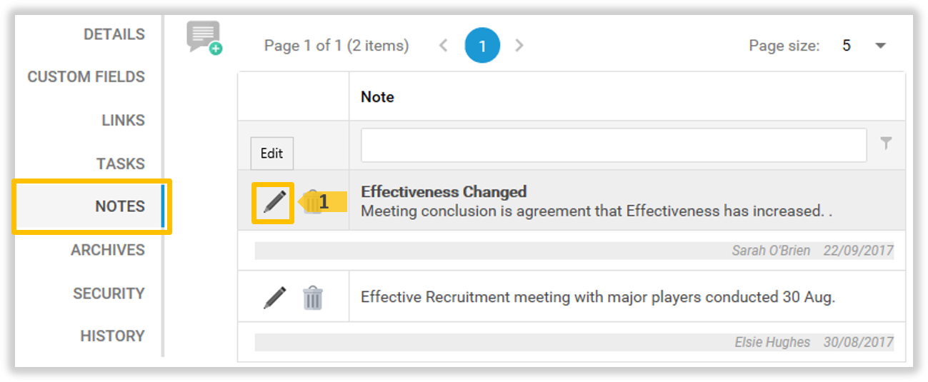 The 'Edit Note' icon