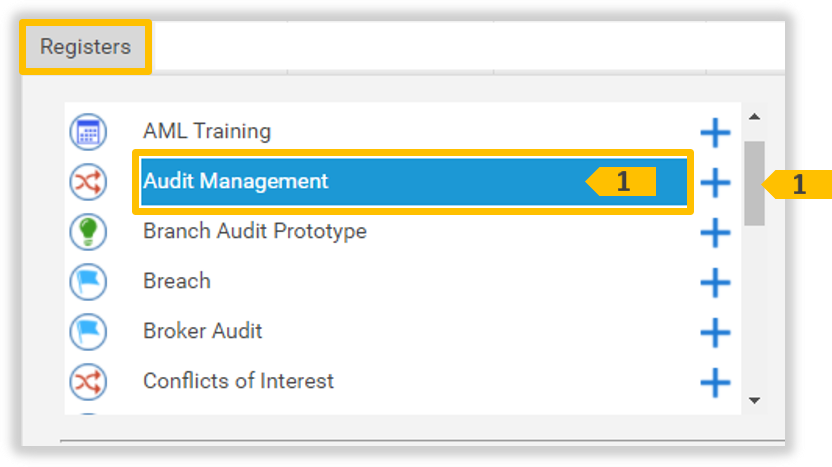 The 'Registers' Menu