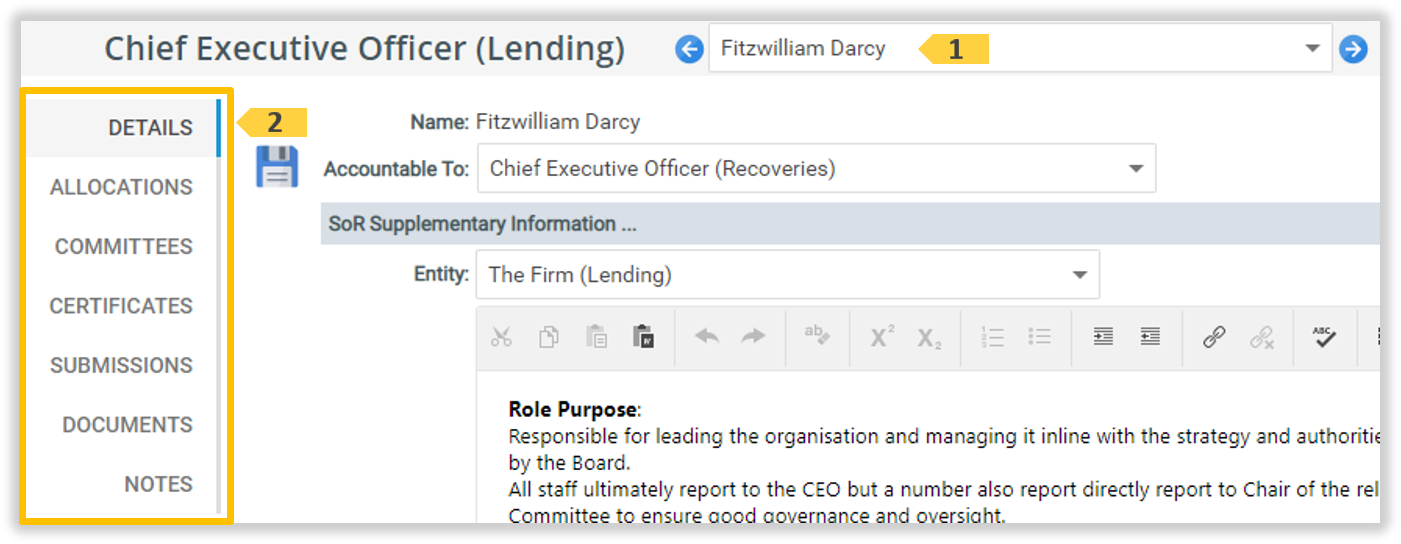 The Accountable Person page
