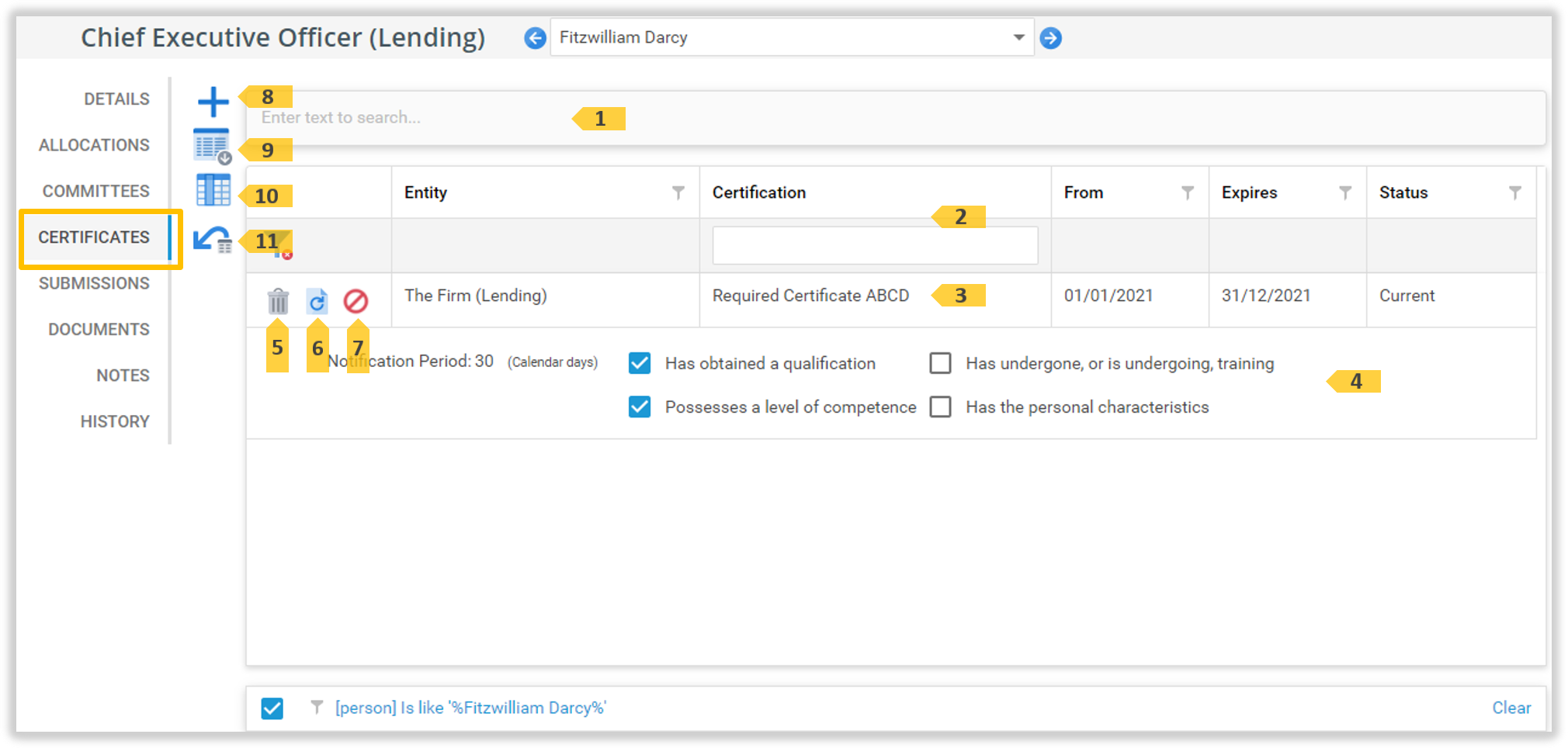 The 'Certificates' tab